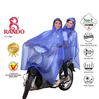 Áo Mưa 2 Nón Trong Màu - Thương hiệu Rando, chính hãng, cao cấp - APPC-08 (Giao màu ngẫu nhiên)