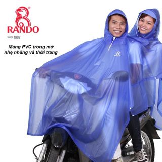 Áo Mưa 2 Nón Trong Màu - Thương hiệu Rando, chính hãng, cao cấp - APPC-08 (Giao màu ngẫu nhiên)