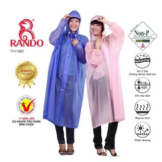 Áo Mưa Dây Kéo Trong Màu - Thương hiệu Rando, chính hãng, cao cấp - APPC-09 (Giao màu ngẫu nhiên)