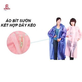 Áo Mưa Dây Kéo Trong Màu - Thương hiệu Rando, chính hãng, cao cấp - APPC-09 (Giao màu ngẫu nhiên)