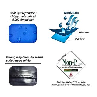 RANDO Áo mưa GEM 2 Lớp ASNM-37-Áo Chất liệu Nylon PVC Siêu bền Chống thấm nước Trượt nhanh Mẫu mới Phản quang An toàn Ban đêm Size L XL 2XL 3XL