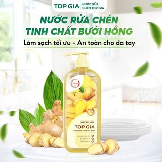 Combo 3 Chai Nước Rửa Chén 1 Lít Gừng Tươi, Bưởi Hồng, Chanh Tươi Top Gia Full Vat