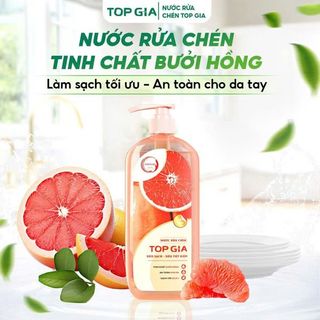 Combo 3 Chai Nước Rửa Chén 1 Lít Gừng Tươi, Bưởi Hồng, Chanh Tươi Top Gia Full Vat