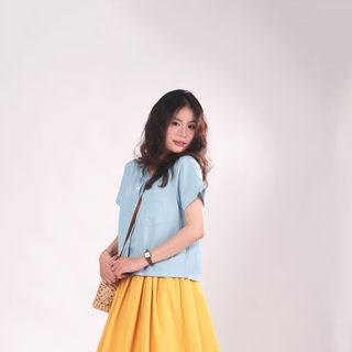 Impéris Fashion | Áo Sơ Mi Xanh Lệch Tà Freesize