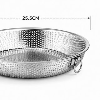 RỔ INOX LỖ 1 QUAI 25,5cm (T200)