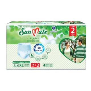 Tả Quần Người Lớn Sunmate SOFT Mềm Mại size XL14+2 ( Vòng Bụng 90 - 130 cm ) Bao 4 gói x 14 miếng