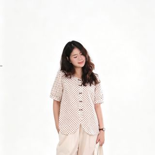 Impéris Fashion | Áo Chấm Bi Lượn Sóng Freesize