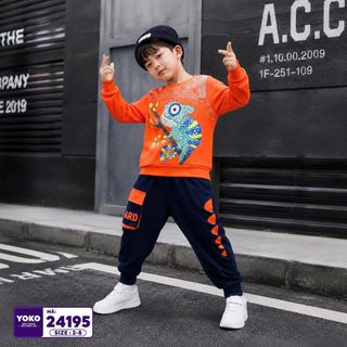 [Sỉ ri] - Set Thu Đông Tắc Kè Hoa Contton 100% Tay ngắn, quần short size Nhí dành cho bé trai Yoko- KH24195