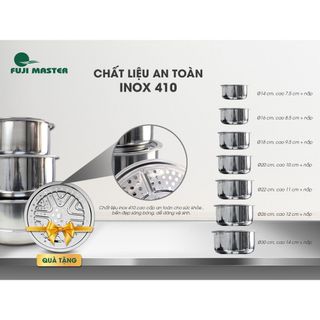 Bộ 7 Nồi Inox Không Quai Fuji Master FJM-1322 - Bền Bỉ, Truyền Nhiệt Đều, Dễ Vệ Sinh