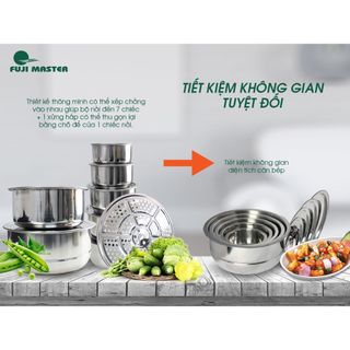 Bộ 7 Nồi Inox Không Quai Fuji Master FJM-1322 - Bền Bỉ, Truyền Nhiệt Đều, Dễ Vệ Sinh