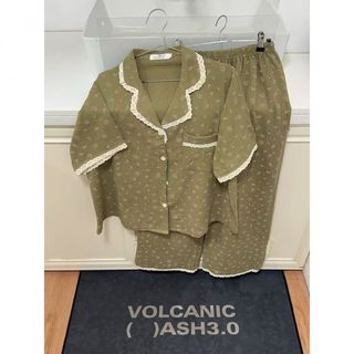 Bộ Pyjama Nữ Xô Nhăn Hoa Nhí Phối Ren Vintage