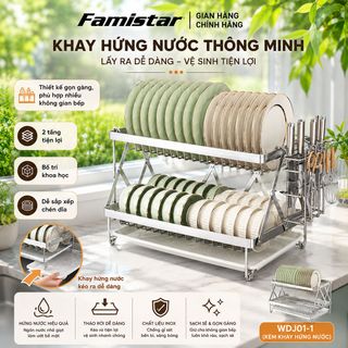 Kệ Chén Đĩa 2 Tầng Cao Cấp FAMISTAR Chất Liệu Inox 304 Chông Gỉ, tiện dụng sang trọng, giá sỉ chỉ từ 1 cái