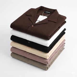 Loose Linen ShortSleeve Shirt .  Chất linen thun cotton, vải lien co giãn 4c.