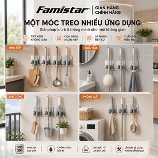 Móc dán tường FAMISTAR chất liệu inox 304 bền bỉ treo đa năng sử dụng mọi nơi, giá sỉ hấp dẫn