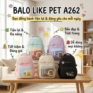 BALO LIKE PET A262 – Họa tiết mèo xinh xắn, form rộng, dùng hằng ngày cực tiện