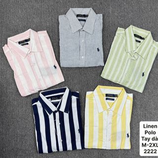 LINEN SỌC POLO tay dài  NAM. Chất vải 100% linen tưng - ko pha - mềm.