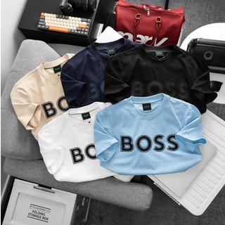 B.O.O.S New T-shirt.  Mẫu áo cotton 4c in cao logo, bao bền không bong tróc.