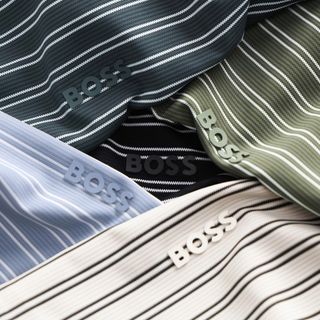 Polo sọc BOSS.  Chất vải rayon mềm - mát - co giãn nhiều.