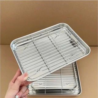 KHAY NƯỚNG INOX KÈM VỈ 31.5X24.5CM (T60)