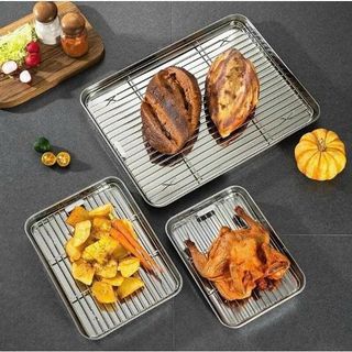 KHAY NƯỚNG INOX KÈM VỈ 31.5X24.5CM (T60)