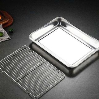 KHAY NƯỚNG INOX KÈM VỈ 31.5X24.5CM (T60)