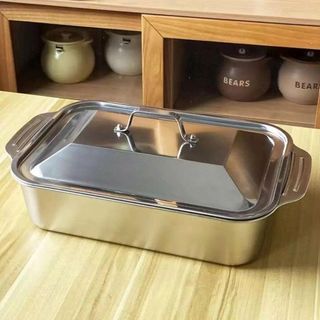 KHAY NƯỚNG CÁ KÈM NẮP INOX 37CM (T100)