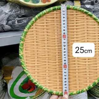 ĐĨA NHỰA GIẢ MÂY TRÚC HÌNH TRÒN 25cm (T100)