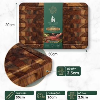Thớt gỗ Teak nhà TeakHouse kích thước 300x200x25mm giá sỉ - giá bán buôn