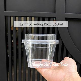 Ly nhựa pet vuông 12oz - 360ml kèm nắp 93