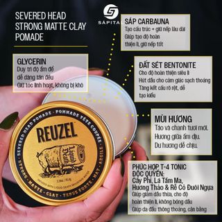Sáp vuốt tóc Reuzel Severed Head (Reuzel Vàng) chính hãng - Giữ nếp cao, Độ bóng thấp, Dễ gội rửa