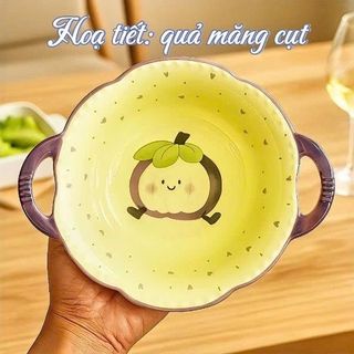 TÔ SỨ HOẠ TIẾT HOA QUẢ 2 QUAI CAO CẤP (T48)