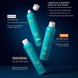 Gôm xịt tóc Moroccanoil Luminous Hair Spray Strong chính hãng - Giữ nếp mạnh, Không để lại vẩy trắng, Dễ gội rửa