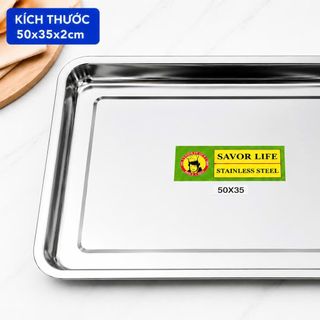 MÂM INOX HÌNH CHỮ NHẬT 50x35x2cm (T80)
