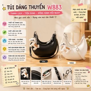✨ [TẶNG CHARM] TÚI XÁCH NỮ W883 – DÁNG THUYỀN NHỎ XINH, SANG CHẢNH & CỰC DỄ PHỐI ĐỒ ✨