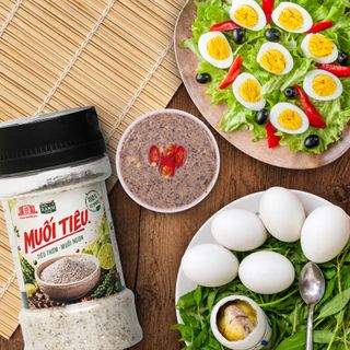 [Combo 3 hủ 100g] Muối tiêu Làng Chài Xưa - Muối ngon tiêu thơm - Chấm với chả lụa, trứng, hải sản