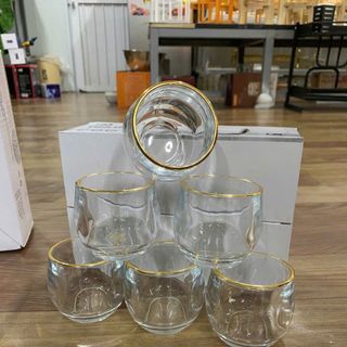 Bộ 6 Cốc Thủy Tinh Viền Vàng (THÙNG 12B)