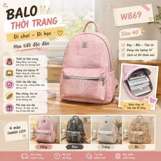 BALO THỜI TRANG W869 – SZ40, ĐỰNG VỪA LAPTOP 14", HỌA TIẾT TRẺ TRUNG