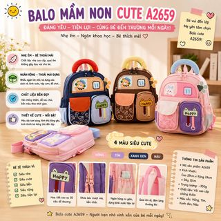 💕 BALO MẦM NON A2659 – Nhiều Ngăn Tiện Lợi, Gọn Gàng Cho Bé Mỗi Ngày