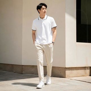 POLO P.RA.DA BASIC VIỀN BO. Vải Cá sấu cao cấp, sợi cotton dệt mềm mịn.