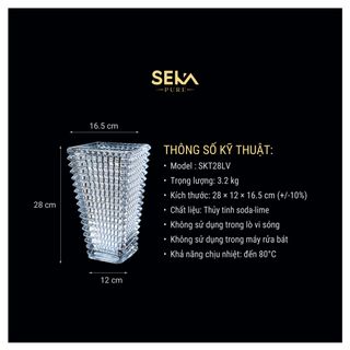 "Bình hoa thủy tinh dáng tháp SEKA Màu trắng"