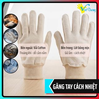 Găng Tay Cách Nhiệt & Giữ Ấm Việt Dương Từ Vải Cotton Lót Bông Mềm Mịn Bo Cổ Tay Cho Nấu Ăn + Nướng Bánh + Điêu Khắc Băng Nghệ Thuật