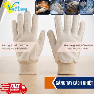 Găng Tay Cách Nhiệt & Giữ Ấm Việt Dương Từ Vải Cotton Lót Bông Mềm Mịn Bo Cổ Tay Cho Nấu Ăn + Nướng Bánh + Điêu Khắc Băng Nghệ Thuật