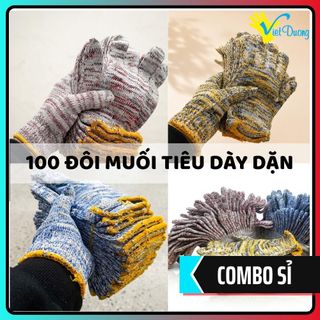 100 Đôi Găng Tay Len Dệt 7 Kim Nhiều Màu Việt Dương Dày Dặn Bảo Hộ Lao Động - GD7KIM