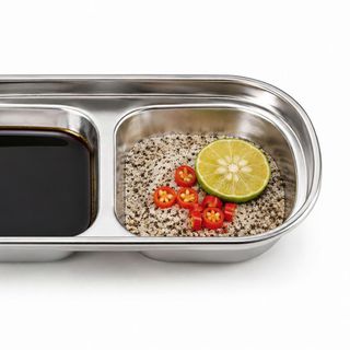 KHAY ĐỰNG NƯỚC CHẤM INOX 2 NGĂN (T500)