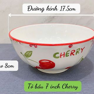 TÔ SỨ BẦU CHERRY ĐỎ SIZE 7 - 18cm (T40)
