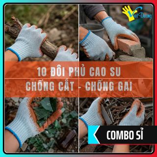 COMBO 10 Đôi Găng Tay Phủ Cao Su Việt Dương 10G Bền Bỉ Hạn Chế Bào Mòn - GDC10KIM