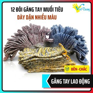 10 đôi Gang Tay Sợi Muối Tiêu Găng Tay Dệt An Toàn Lao Động 1975  (10 đôi 400g) BANTUTAM