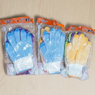 Set 3 Găng Tay Sọc Nhiều Màu Chống Trượt Mỏng Nhẹ Thoáng Khí Bảo Hộ Lao Động + Chống Nắng - POLY3MAU