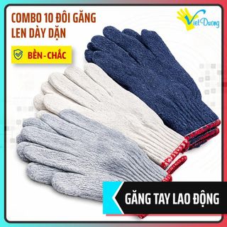 10 đôi găng gang tay vải sợi bảo hộ lao động mũ rừng sâu