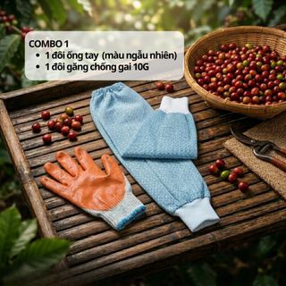 Combo Bảo Hộ Hái Cà Phê Chuyên Dụng - Găng Tay Chống Gai & Ống Tay Chống Đâm Xuyên - GDC10KIMONGTAYCN
